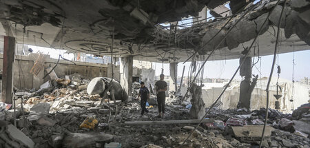 Ruine eines Hauses nach einem israelischen Luftangriff am Freita