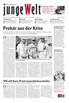 Aktuelle Titelseite der Tageszeitung junge Welt