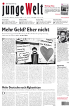 Aktuelle Titelseite der Tageszeitung junge Welt