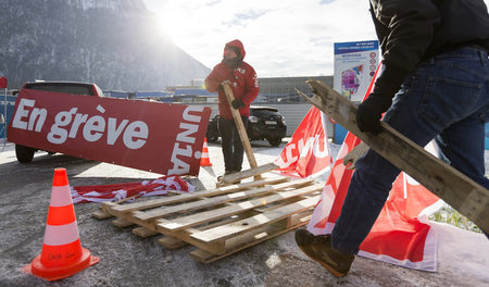 Einer der zahlreichen kleineren Streiks in der Schweiz: Bauarbei...