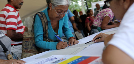 In Caracas konnten die Menschen am Sonntag den Brief an UN-Gener...