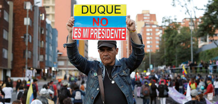 Proteste gegen den rechten Präsidenten Kolumbiens Iván Duque am ...