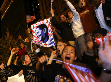 Yes, we can – Obama-Anhänger in der Nacht auf Mittwoch in Chicag...