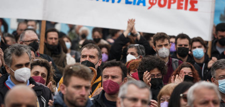 Auch auf Lesbos demonstrierten am Mittwoch Tausende gegen den Ku...