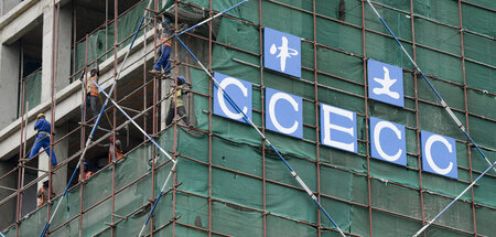 Neue Bank: Baustelle der chinesischen Firma CCECC in der ruandis...