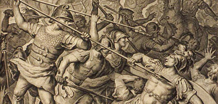 Schlacht der Israeliten gegen die Amalekiter (Illustration von 1...