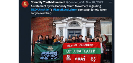 Die Solidarität mit Luca S. ist international: Mitglieder des ir...