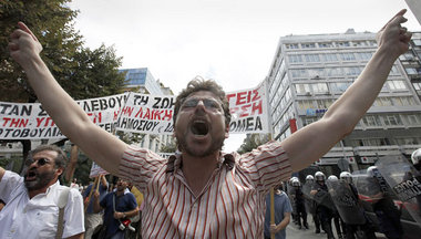 Thessaloniki, Griechenland, 10. September 2010: Protest gegen Pr