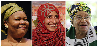 Preisträgerinnen: Leymah Gbowee, Yemeni Tawakkul Karman und Elle...