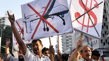 Protest gegen US-amerikanische Drohnenangriffe in Pakistan (Kara...