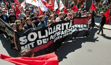 Am 31. Mai 2014 demonstrierten Antifaschisten in Berlin gegen di