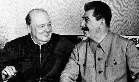 Der britische Premier Winston Churchill und der sowjetische Staa...