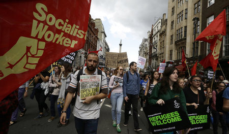 London, 12. September 2015: Protestmarsch vom Trafalgar Square z...