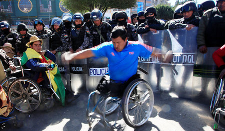 Protest von Behinderten in der bolivianischen Stadt El Alto (30....