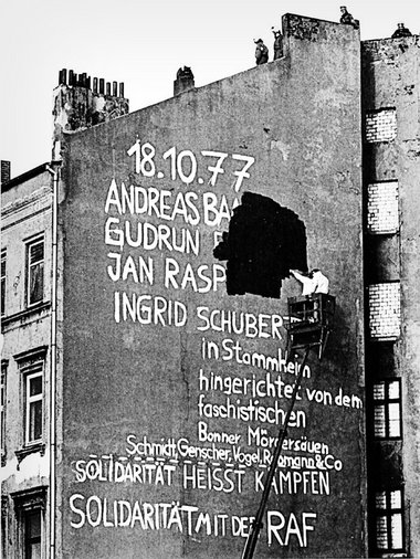 Wandbild in der Hamburger Hafenstraße. Es entstand 1986 in »Soli...