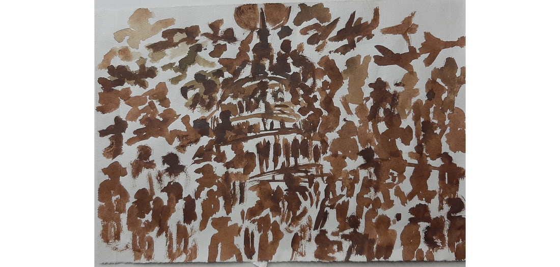 Ahmad MajdAmin, Berlin, Bild 2 »Die Saat geht auf / Skizze«, 30 