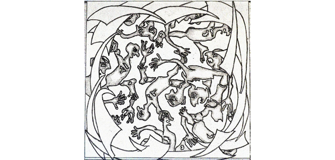 Klaus Schiesewitz, Bremen, Bild 1 »Irrglaube«, 33 x 33 cm, Graph