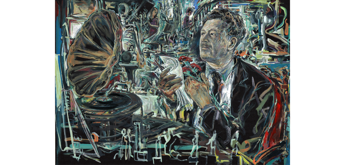 Heydar Özey, Türkei, »Nazim Hikmet«, 70 x 100 cm, Acryl auf Pap