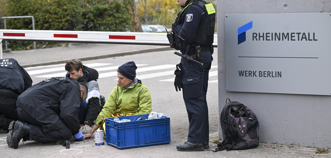 Protest gegen Rheinmetall: Ohne Kommentar