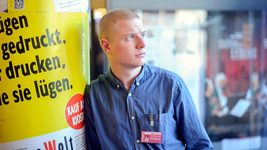 Werbung um Abonnenenten f&uuml;r die jW