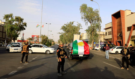 Angespannte Lage: Irakische Spezialeinheiten haben in Kirkuk Ste...