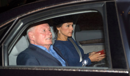 Oskar Lafontaine mit Ehefrau Sahra Wagenknecht, Spitzenkandidati...