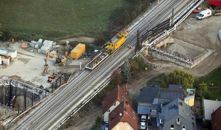 Aufnahme der Dauerbaustelle am Bahntunnel in Rastatt (27. Septem...