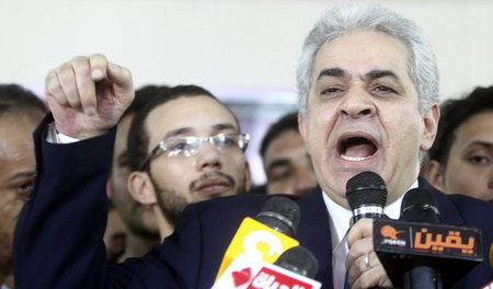 Hamdin Sabahi während einer Pressekonferenz 2014 in Kairo