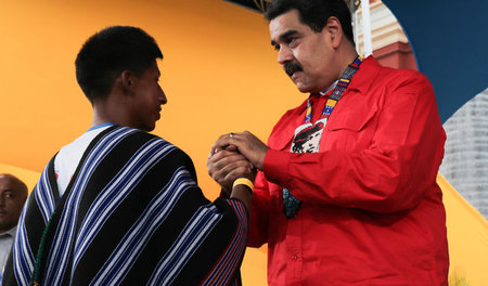Venezuelas Präsident Nicolás Maduro bei einer Veranstaltung zum ...
