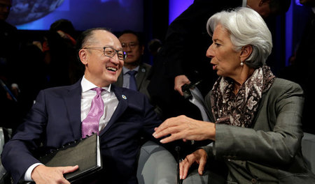 Weltbankpräsident Jim Yong Kim und IWF-Chefin Christin Lagarde a...