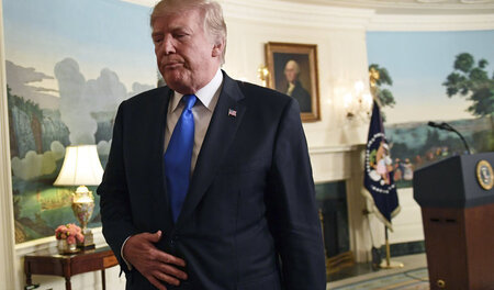 Donald Trump nach seiner Iran-Rede am Freitag in Washington