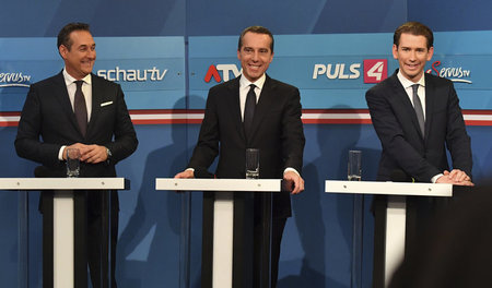 Hans-Christian Strache (FPÖ), Kanzler Christian Kern (SPÖ) und A...