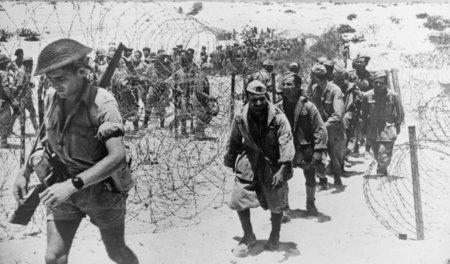 Italienische Soldaten auf dem Weg in die britische Kriegsgefange...