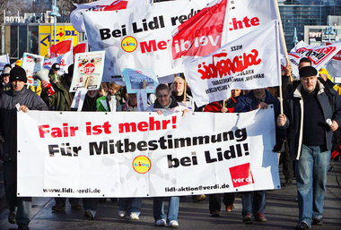 Gemeinsame Demonstration von deutschen und polnischen Gewerkscha...