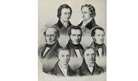 Kommilitonen. Oben: Wilhelm und Jacob Grimm. Mitte: Wilhelm Edua... Kommilitonen. Oben: Wilhelm und Jacob Grimm. Mitte: Wilhelm Edua...