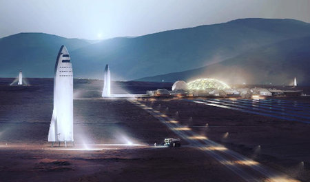 Space is the place. Undatierte SpaceX-Computergrafik eines gepla...