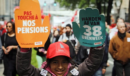 Protestaktion gegen Sozialabbau am 24. Mai 2016 in Brüssel