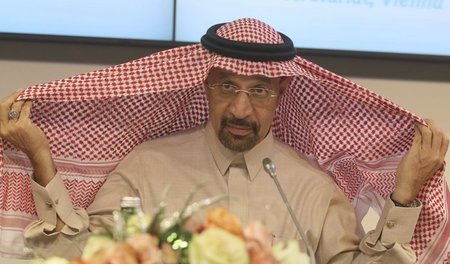 Der saudi-arabische Energieminister Khalid Al-Falih auf einer Pr...