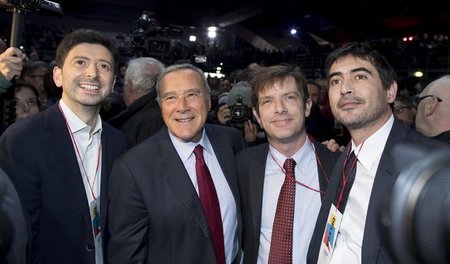 Gemeinsam gegen rechts: Roberto Speranza, Pietro Grasso, Pippo C... Gemeinsam gegen rechts: Roberto Speranza, Pietro Grasso, Pippo C...