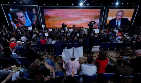 Großer Andrang: Die jährliche Pressekonferenz von Wladimir Putin...