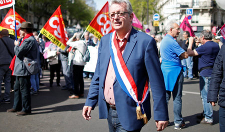 PCF-Chef Pierre Laurent am 30. März 2017 bei einer Protestkundge...