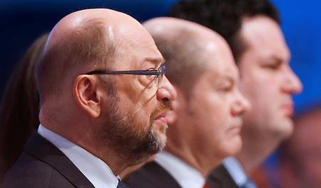 SPD-Obere bereit zum Rapport: Martin Schulz und die beiden stell...