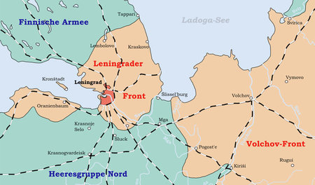 Frontverlauf um Leningrad (Mai 1942 bis Januar 1943)