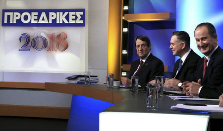 Wahlkampf im Fernsehstudio: Nikos Anastasiades, Stavros Malas un...