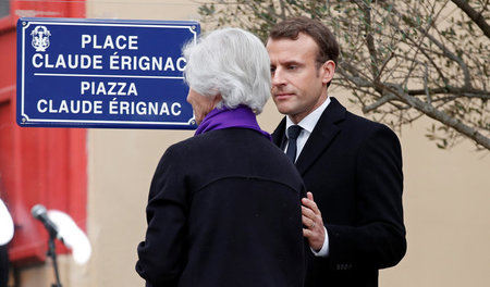 Frankreichs Präsident Emmanuel Macron bei der Einweihung eines P...