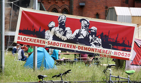 Protestcamp der Gipfelgegner am 4. Juli im Hamburger Stadtteil A...