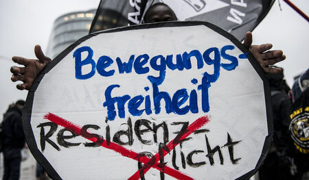 Protestaktion auf dem Potsdamer Platz in Berlin