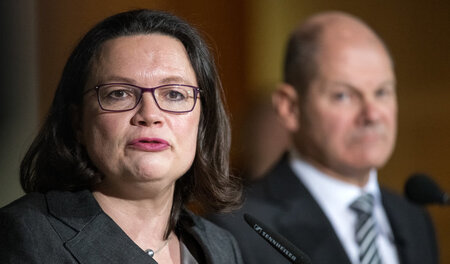 SPD-Vorsitzende in spe: Andrea Nahles (l.) und Olaf Scholz (r.) ...