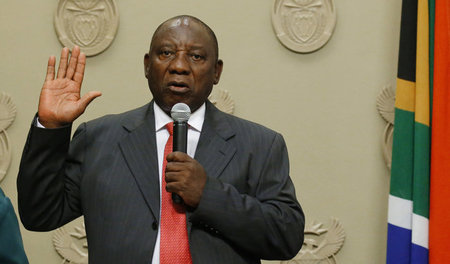 Südafrikas neuer Präsident Cyril Ramaphosa am Donnerstag in Kaps...