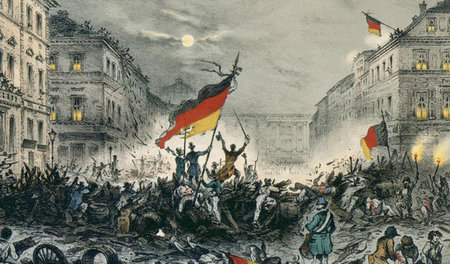 Jubelnde Revolutionäre nach Barrikadenkämpfen am 18. März 1848 i... Jubelnde Revolutionäre nach Barrikadenkämpfen am 18. März 1848 i...